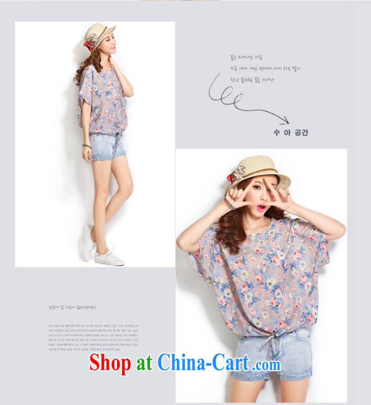 Micro-blue Curtis 2015 summer the Code women's clothing Korean loose video thin short-sleeve shirt T overweight snow jacket woven shirts small floral 4 L pictures, price, brand platters! Elections are good character, the national distribution, so why buy now enjoy more preferential! Health