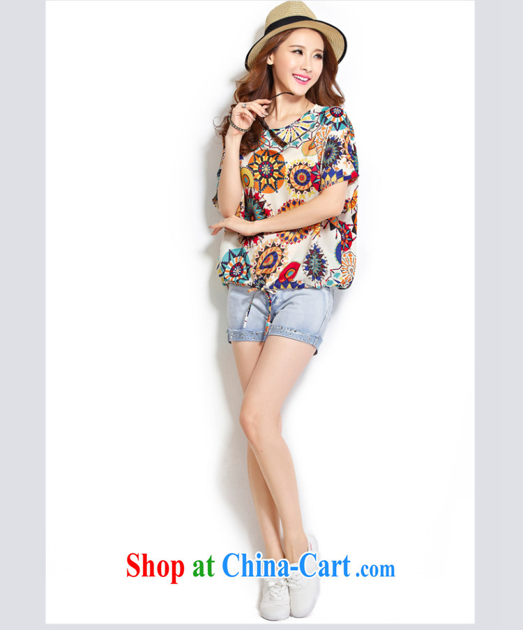 Micro-blue Curtis 2015 summer the Code women's clothing Korean loose video thin short-sleeve shirt T overweight snow jacket woven shirts small floral 4 L pictures, price, brand platters! Elections are good character, the national distribution, so why buy now enjoy more preferential! Health