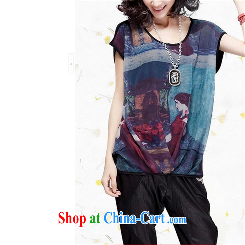And the king, female 2015 summer new short-sleeved loose ultra graphics thin thick mm snow T woven shirts black XXXXL, Jacob, and shopping on the Internet