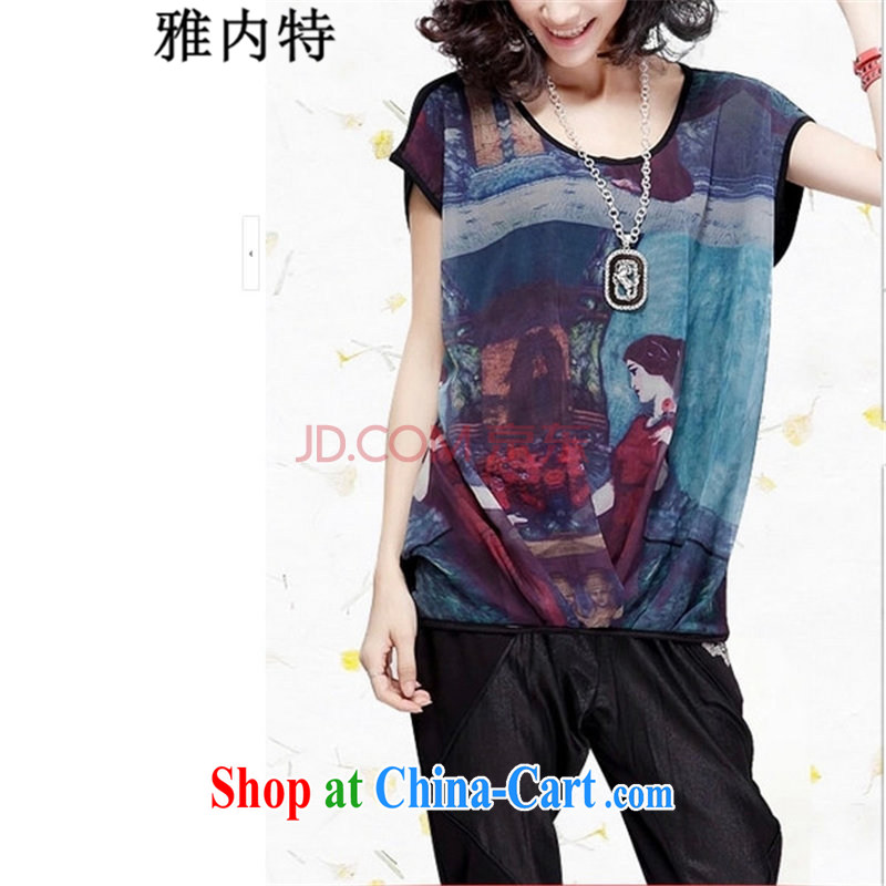 And the king, female 2015 summer new short-sleeved loose ultra graphics thin thick mm snow T woven shirts black XXXXL, Jacob, and shopping on the Internet