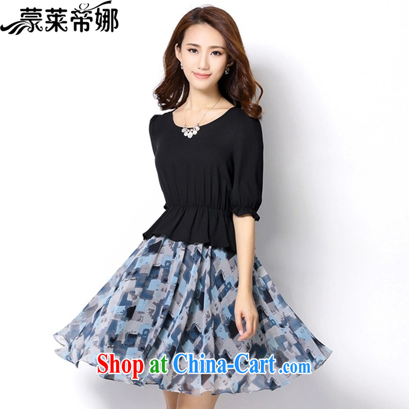 Tony Blair, in Dili, 2015 new summer dress in stamp duty for the beauty, the waist large snow woven dresses 6036 black XXXL, Tony Blair, in Dili, on-line shopping