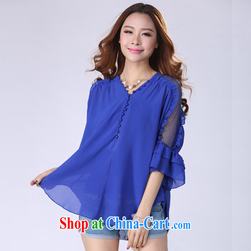 Ms. Cecilia Clinton snow woven shirts female short-sleeved summer 2015 mm thick new, indeed the XL loose video thin lady snow woven shirts thick sister two-piece of Yuan T-shirt blue XXXL, Cecilia Medina Quiroga (celia Dayton), online shopping