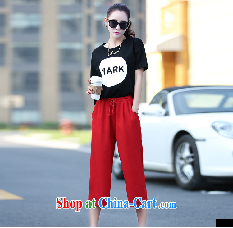 Tang year 2015 summer new, larger female short-sleeve shirt T cotton two-piece in Europe and 7 loose pants Black + red trousers 8899 XL 2 135 - 145 about Jack pictures, price, brand platters! Elections are good character, the national distribution, so why buy now enjoy more preferential! Health