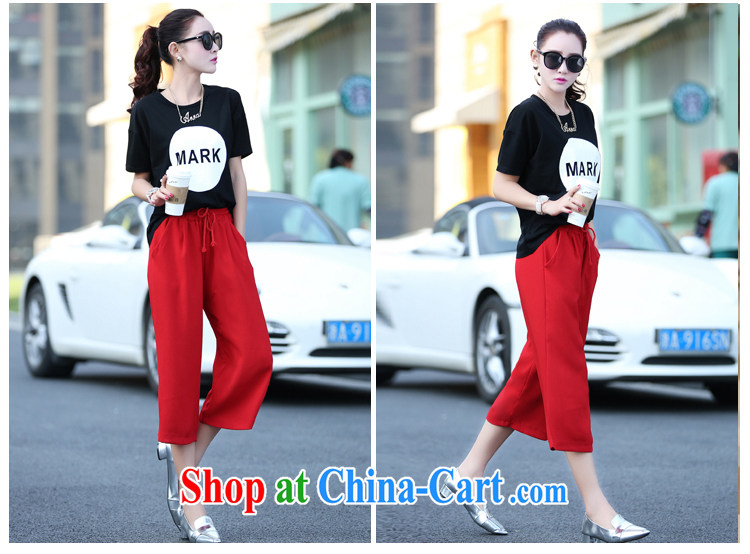 Tang year 2015 summer new, larger female short-sleeve shirt T cotton two-piece in Europe and 7 loose pants Black + red trousers 8899 XL 2 135 - 145 about Jack pictures, price, brand platters! Elections are good character, the national distribution, so why buy now enjoy more preferential! Health