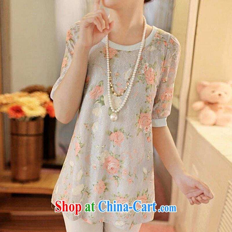 Colorful nickname Julia fat, female video thin, summer is the XL female Korean solid shirt thick MM beauty, long, thick sister lace short sleeves shirt T pink XXXL 160 - 180 jack, colorful nicknames, and shopping on the Internet