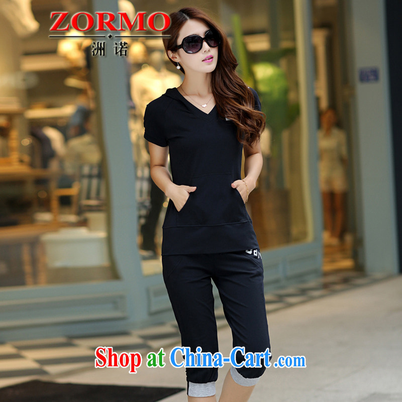 The ZORMO Code women mm thick and fat XL Leisure package cap T pension female + 7 pants sportswear black 4 XL