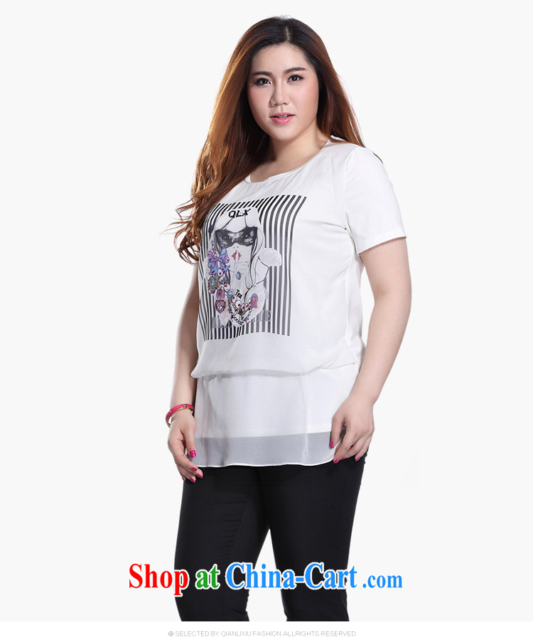 Slim LI Sau 2015 spring and summer new, larger women who streaks stamp hit the stitching parquet drill round-collar short-sleeve woven snow leave of two pieces of knitted shirts Q 8371 m White 5 XL pictures, price, brand platters! Elections are good character, the national distribution, so why buy now enjoy more preferential! Health