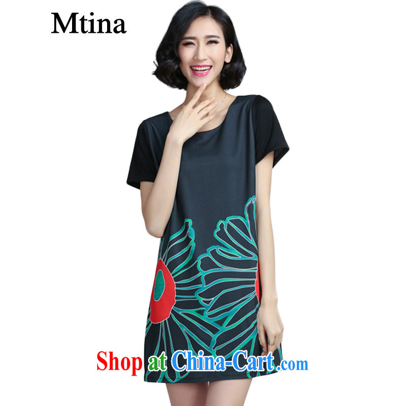 Snow Mtina woven dresses summer wear loose the code 2015 new thick MM large code female short-sleeve stamp duty has been the dresses 6051 white XXXXXL, dreams of economy (Mtina), online shopping