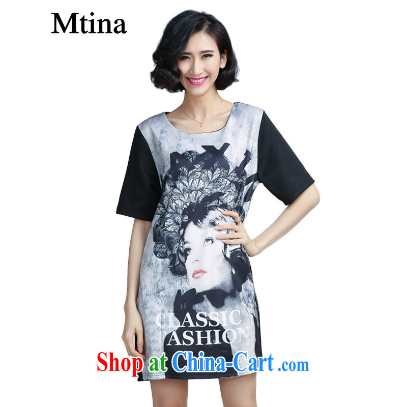 Snow Mtina woven dresses summer wear loose the code 2015 new thick MM large code female short-sleeve stamp duty has been the dresses 6051 white XXXXXL, dreams of economy (Mtina), online shopping