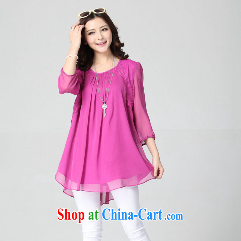 The Taliban, the Code women summer 2015 new t-shirt girls thick mm solid T-shirt and indeed increase 200 jack, long T-shirt 100 ground graphics thin Web yarn snow woven shirts pink purple 6 XL, the Lai, shopping on the Internet