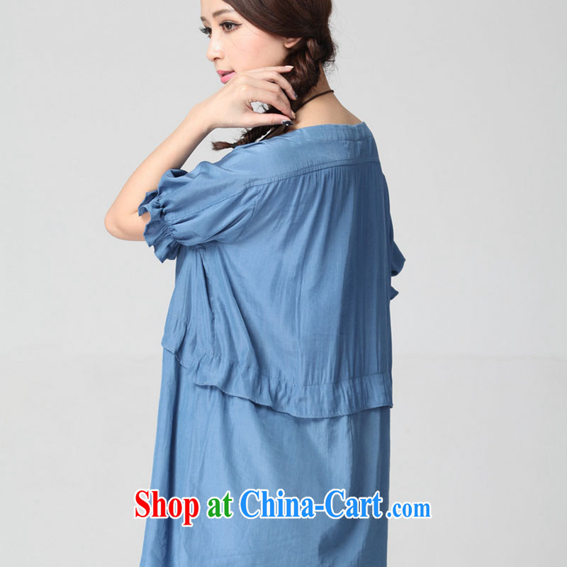 The Lai King summer 2015 new larger women is the increased emphasis on mm video thin shirt 200 Jack sister 100 ground, long, summer T-shirt T-shirt solid light blue 6 XL, the Taliban, and, shopping on the Internet