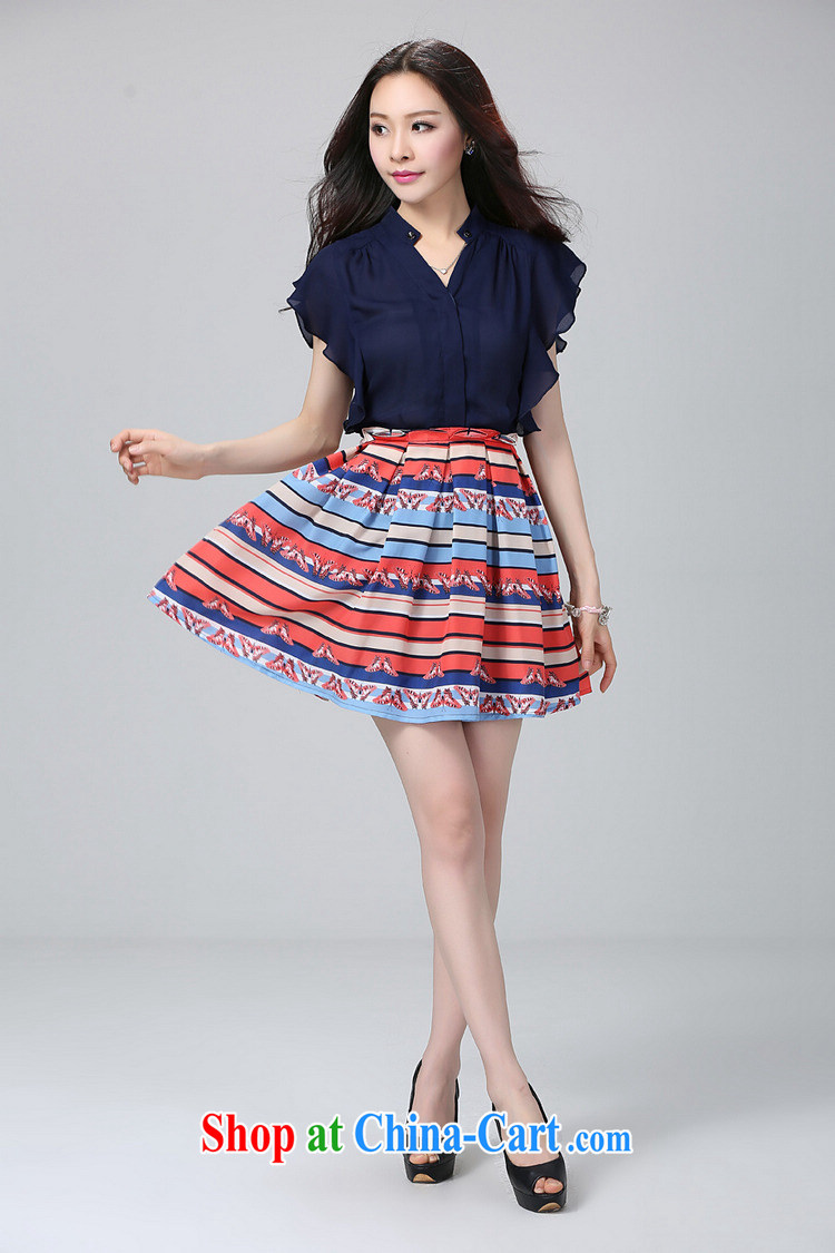 The stylish summer is indeed the XL dresses stamp 2015 summer thick sister V collar flouncing snow stamp duty woven skirts commute short skirts dark blue 3XL approximately 155 - 170 Jack pictures, price, brand platters! Elections are good character, the national distribution, so why buy now enjoy more preferential! Health