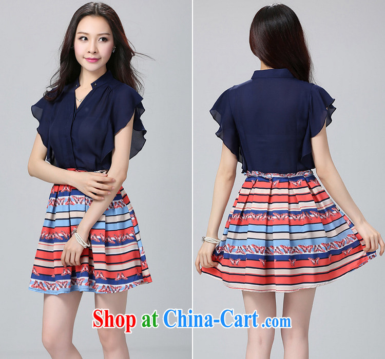 The stylish summer is indeed the XL dresses stamp 2015 summer thick sister V collar flouncing snow stamp duty woven skirts commute short skirts dark blue 3XL approximately 155 - 170 Jack pictures, price, brand platters! Elections are good character, the national distribution, so why buy now enjoy more preferential! Health