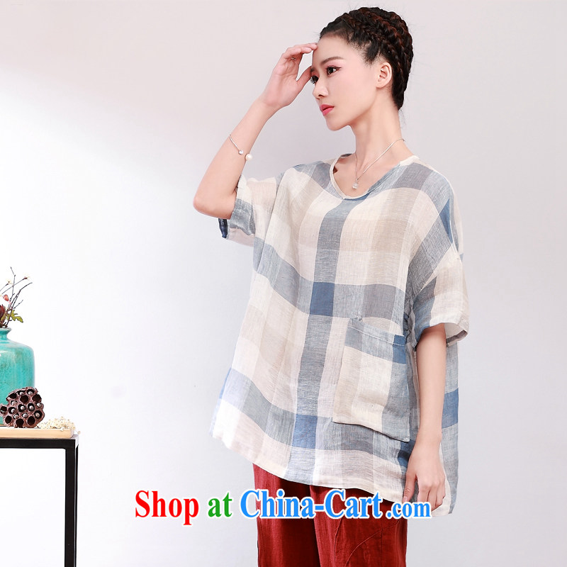 The 2015 code female thick MM summer middle-aged mother with cotton the loose short-sleeved T-shirt girls summer tartan T-shirt, Milan are code, DKCHENPiN, shopping on the Internet
