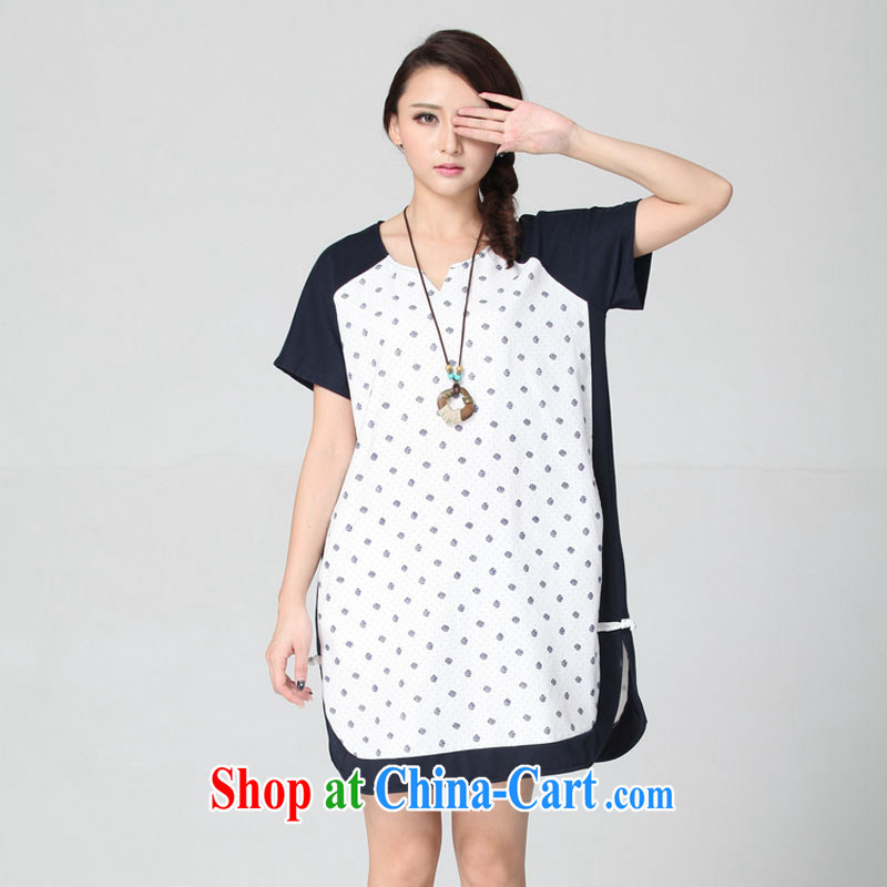 The Taliban, the Code women summer 2015 new, the FAT and FAT mm video thin dresses King Size thick sister short-sleeved solid skirt 200 Jack round-collar short skirt blue 6 XL, the Taliban, and, shopping on the Internet