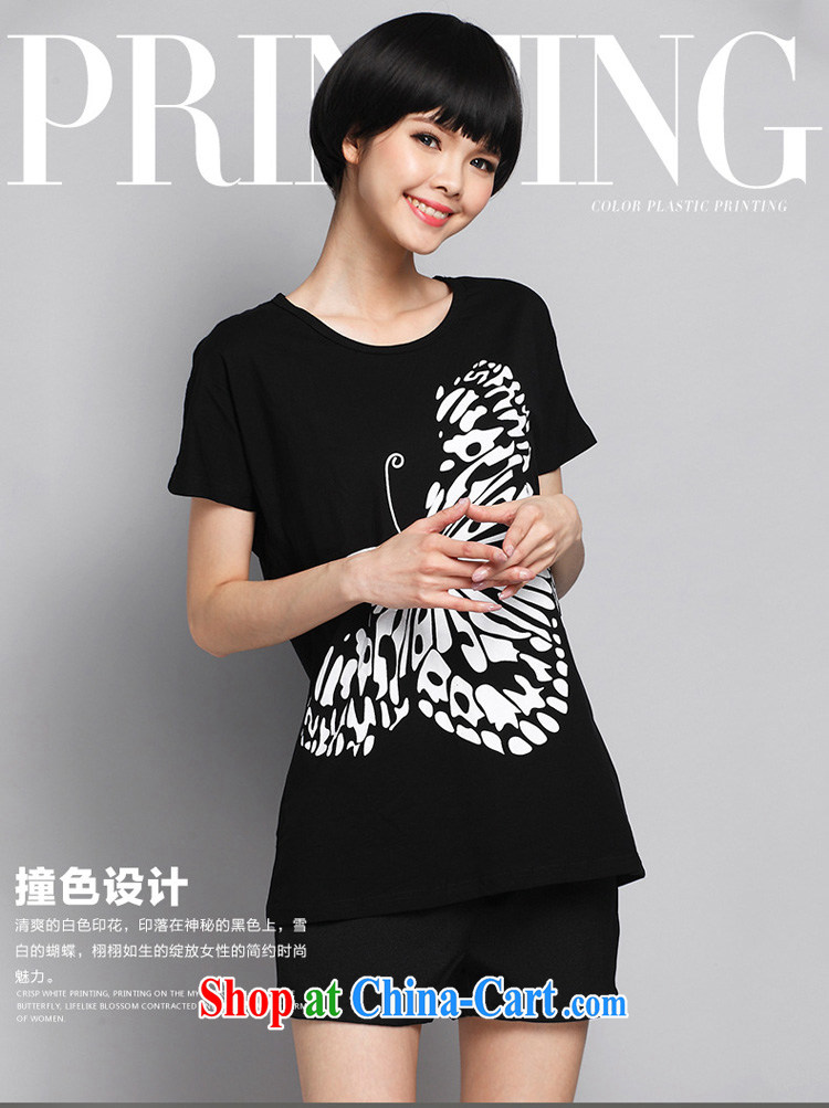 Morning would be 2015 summer new Korean version is indeed the XL women mm thick 100 Ground Plane Collision color butterfly stamp duty short-sleeved relaxed casual T shirt pure cotton black 5 XL (180 - 200 ) jack pictures, price, brand platters! Elections are good character, the national distribution, so why buy now enjoy more preferential! Health