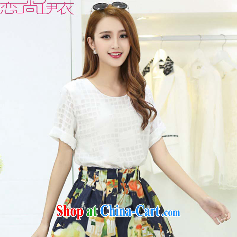 The load is increased, female T shirts 2015 new summer round-collar short-sleeve plaid rose blossoms loose T-shirt graphics thin commuter 100 ground m thick pink XXL approximately 145 - 160 jack, land is still the garment, shopping on the Internet