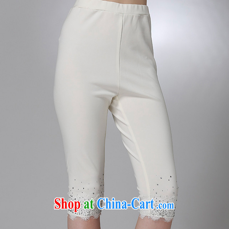 Elizabeth and 2015 new, larger female summer fertilizer were fatter 7 mm pants stylish lounge high waist solid beauty salon and the fat code graphics thin female pants K 100 - White 5XL, discipline and Mona Lisa, shopping on the Internet