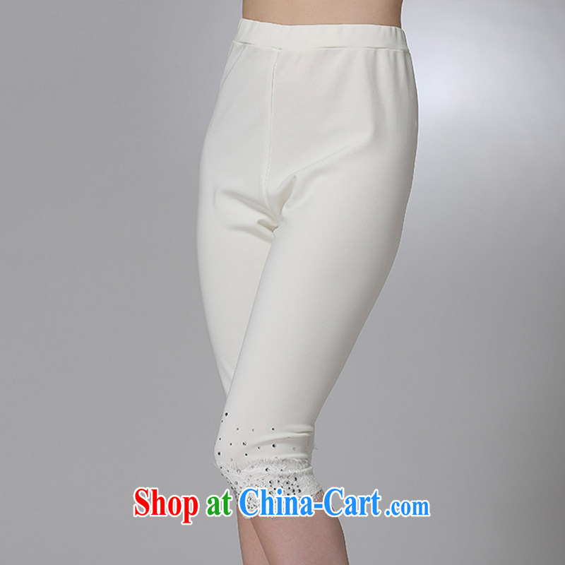 Elizabeth and 2015 new, larger female summer fertilizer were fatter 7 mm pants stylish lounge high waist solid beauty salon and the fat code graphics thin female pants K 100 - White 5XL, discipline and Mona Lisa, shopping on the Internet