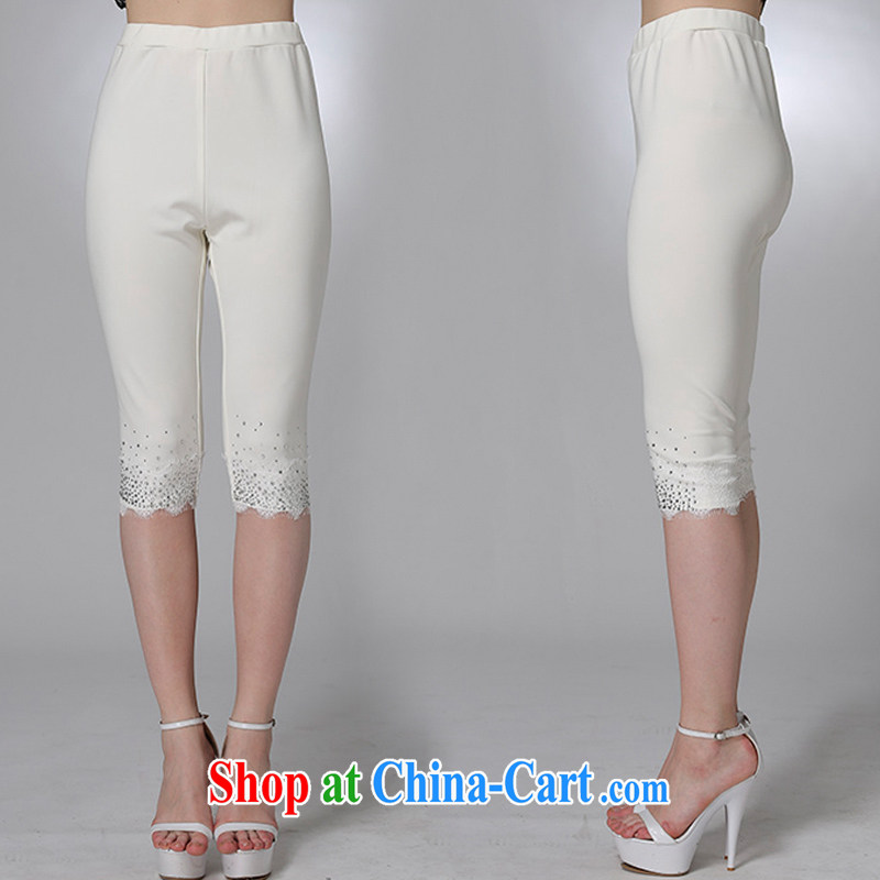 Elizabeth and 2015 new, larger female summer fertilizer were fatter 7 mm pants stylish lounge high waist solid beauty salon and the fat code graphics thin female pants K 100 - White 5XL, discipline and Mona Lisa, shopping on the Internet