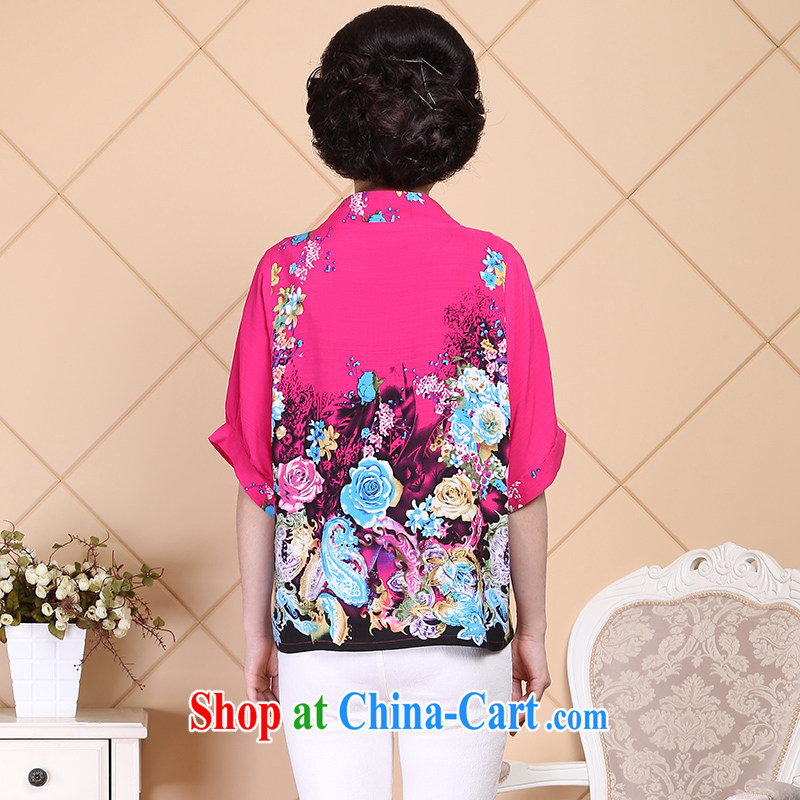 Ousmile 2015 spring and summer new, older mothers with stylish flowers loose woman in T cuff shirt shirt larger R 013 saffron XXL, Ousmile, shopping on the Internet