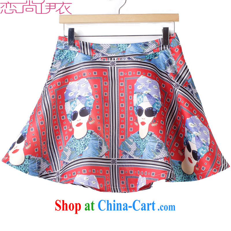 The load is increased, female Dress Pants thick mm 2015 summer new Korean version thick sister Korean fake two-part body dress shorts stamp skirt suit high-waist 5 XL 2 feet 6, land is still the garment, shopping on the Internet