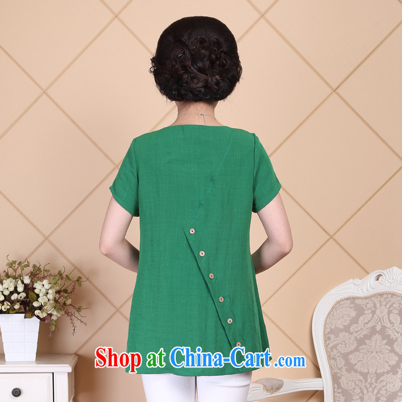 2015 Ousmile new summer, older mom with simple and stylish solid-colored short-sleeved shirt T girl shirt large code R 018 green 4 XL, Ousmile, shopping on the Internet