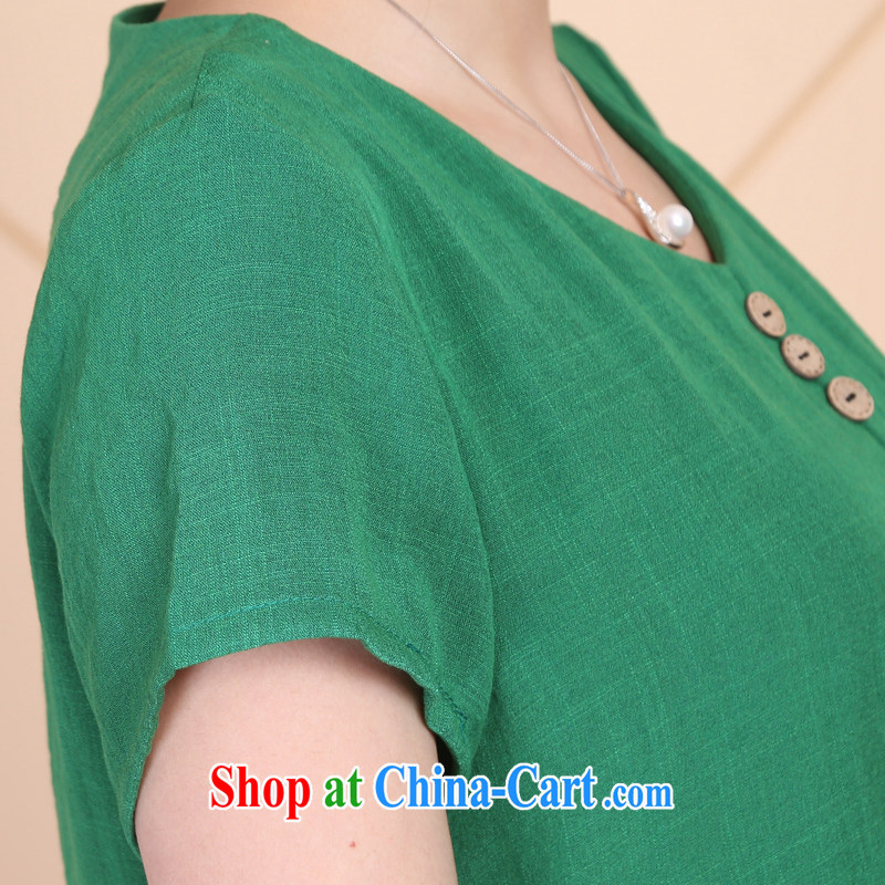 2015 Ousmile new summer, older mom with simple and stylish solid-colored short-sleeved shirt T girl shirt large code R 018 green 4 XL, Ousmile, shopping on the Internet