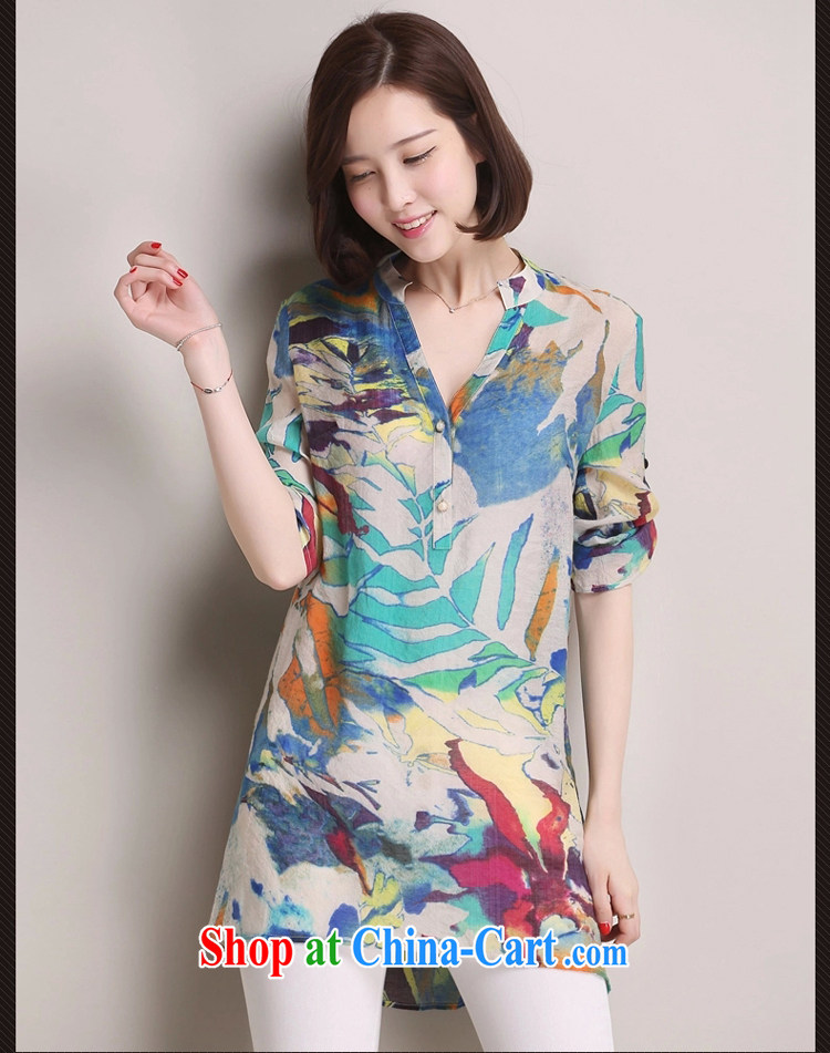 Arthur magic Yi 2015 summer new, larger female Korean version 100 on stamp duty, long shirt, cotton the loose video thin shirt female blue color XXXL pictures, price, brand platters! Elections are good character, the national distribution, so why buy now enjoy more preferential! Health