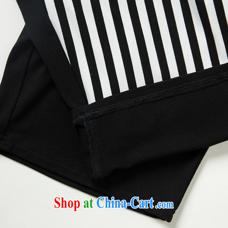 Morning would be 2015 summer new Korean version mm thick stylish graphics thin stripes letter stamp and indeed increase, female hip-hop, lounge suite T shirt + Harlan pants black streaks 5 XL (180 - 200 ) jack, morning, and shopping on the Internet