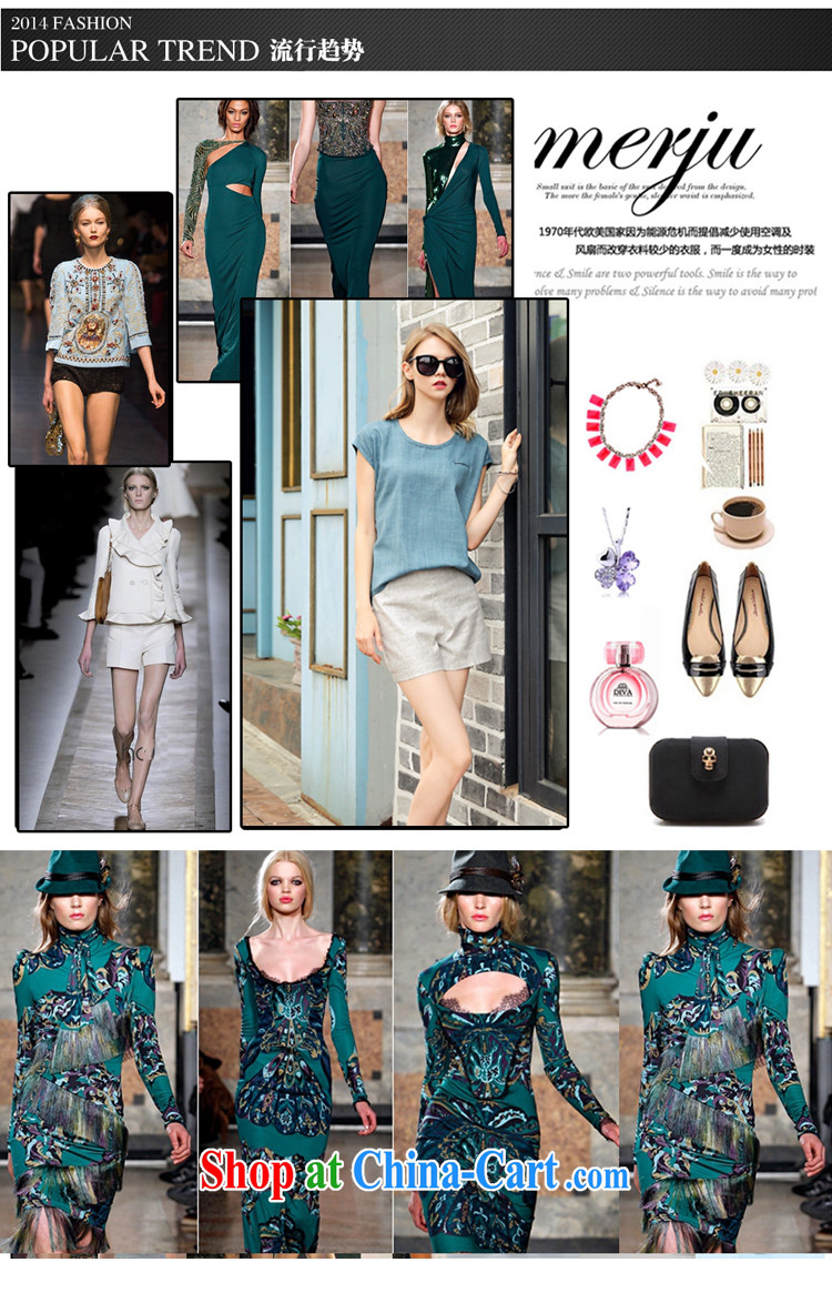Jeanne & Mary 2015 summer new linen and Leisure package fashion European and American high-waist graphics thin shorts larger women 580 Peacock Blue + gray shorts 3XL pictures, price, brand platters! Elections are good character, the national distribution, so why buy now enjoy more preferential! Health