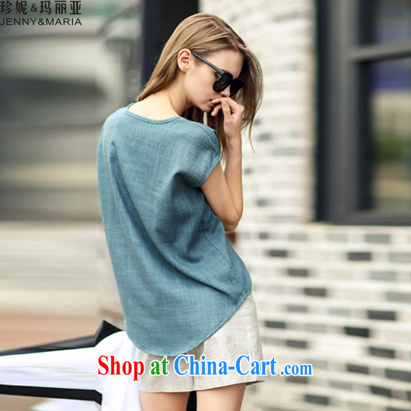 Jeanne & Mary 2015 summer new linen Leisure package fashion in Europe and high-waist graphics thin shorts the Code women 580 Peacock Blue + gray shorts 3XL, Jennifer & Maria (JENNY &MARIA), online shopping