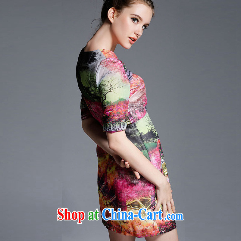 Ms Audrey EU aviation in Europe and America, the female summer new heavy industry positioning landscape stamp beauty graphics thin dresses JW 1890 photo color XXXL crackdown, Ms Audrey EU Yuet-mee, jiaowei), online shopping