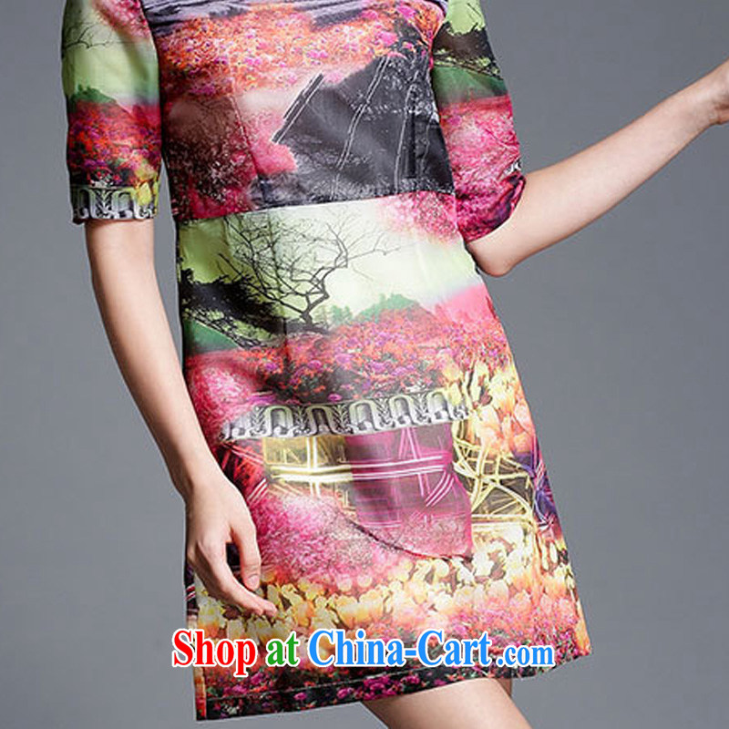 Ms Audrey EU aviation in Europe and America, the female summer new heavy industry positioning landscape stamp beauty graphics thin dresses JW 1890 photo color XXXL crackdown, Ms Audrey EU Yuet-mee, jiaowei), online shopping