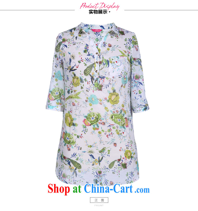Slim LI Sau 2015 summer new, larger female American and European Wind Flower cultivation Peacock stamp 7 cuff arm cuff, long shirt Q 8523 Tibetan cyan 3 XL pictures, price, brand platters! Elections are good character, the national distribution, so why buy now enjoy more preferential! Health