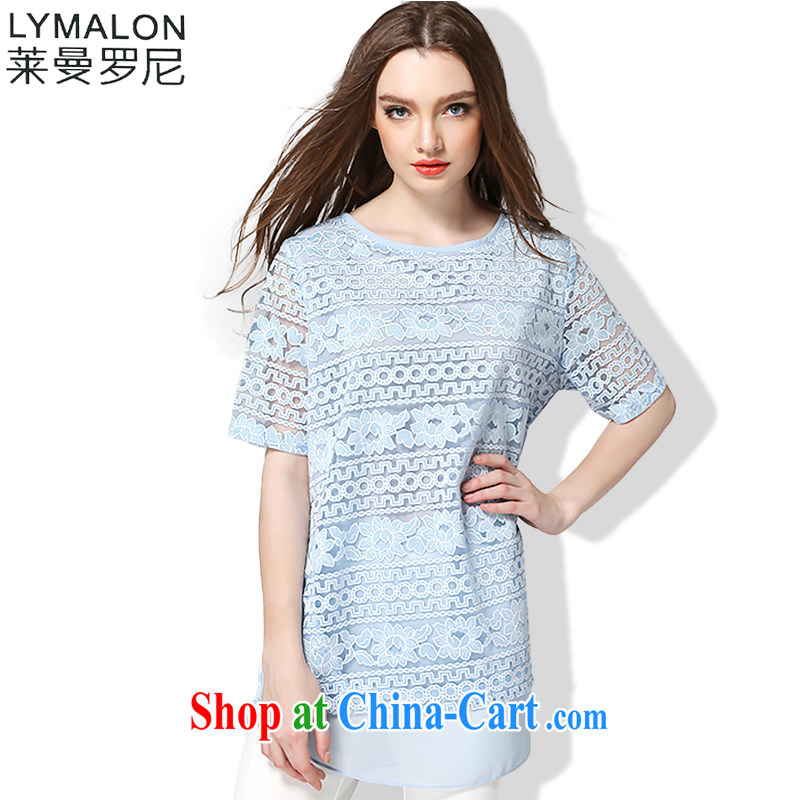 Lehman Ronnie lymalon summer 2015 the Code women in Europe and America with the obese sister short-sleeved solid color knitting snow T woven shirts 1033 pink 5 XL, Lehman Ronnie (LYMALON), online shopping