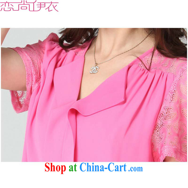 The load is increased, female snow-woven shirts 2015 new summer refreshing OL commuter Solid Color lace short sleeved T-shirt graphics thin red T-shirt blue 6 XL approximately 185 - 200 jack, land is still the garment, online shopping