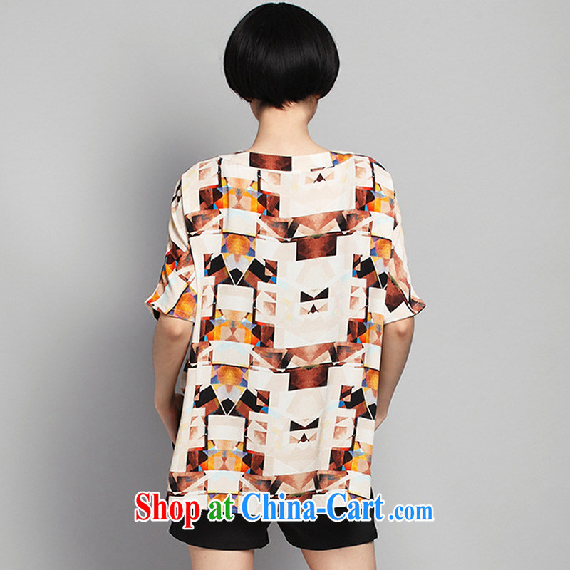 Early morning would be great, female fat MM summer 2015 new stylish and cultivating short-sleeved snow woven shirts loose hit color stamp duty and indeed increase code snow T woven shirts T-shirt picture color 5 XL (180 - 200 ) jack, morning, and shopping on the Internet