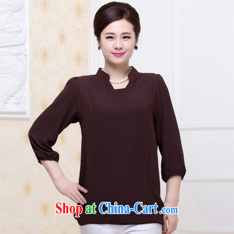 The line spend a lot code women summer 2015 new leisure summer shirt T middle-aged mother with 7 T-shirt-sleeves snow woven shirts 5 B 4723 coffee 4 XL, sea routes, and, shopping on the Internet