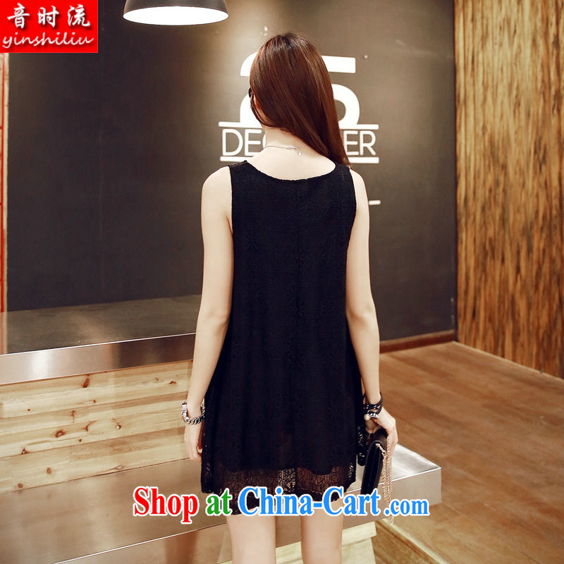 Audio Stream 2015 summer New, and indeed more relaxed the stylish girl three-dimensional lace floral sleeveless dresses S 2709 #SJL black 2 XL, sound stream (yshil), online shopping