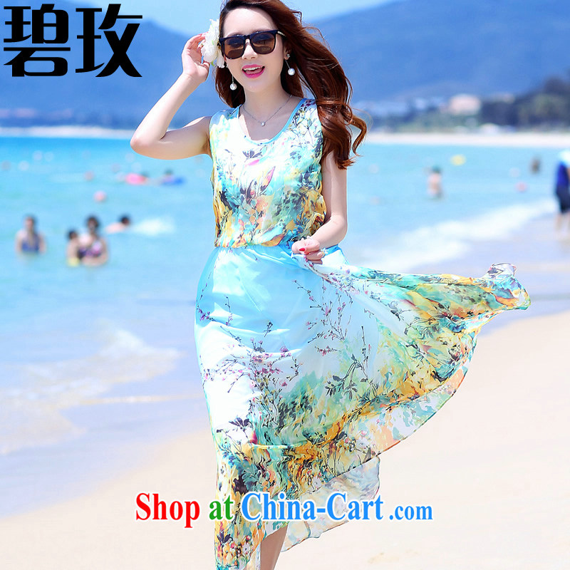 Under the 2015 new summer dress code the dress beach skirt floral retro bohemian dresses fairy large skirt blue stamp XXL, PI, and shopping on the Internet