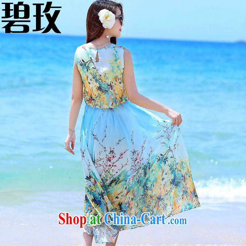 Under the 2015 new summer dress code the dress beach skirt floral retro bohemian dresses fairy large skirt blue stamp XXL, PI, and shopping on the Internet