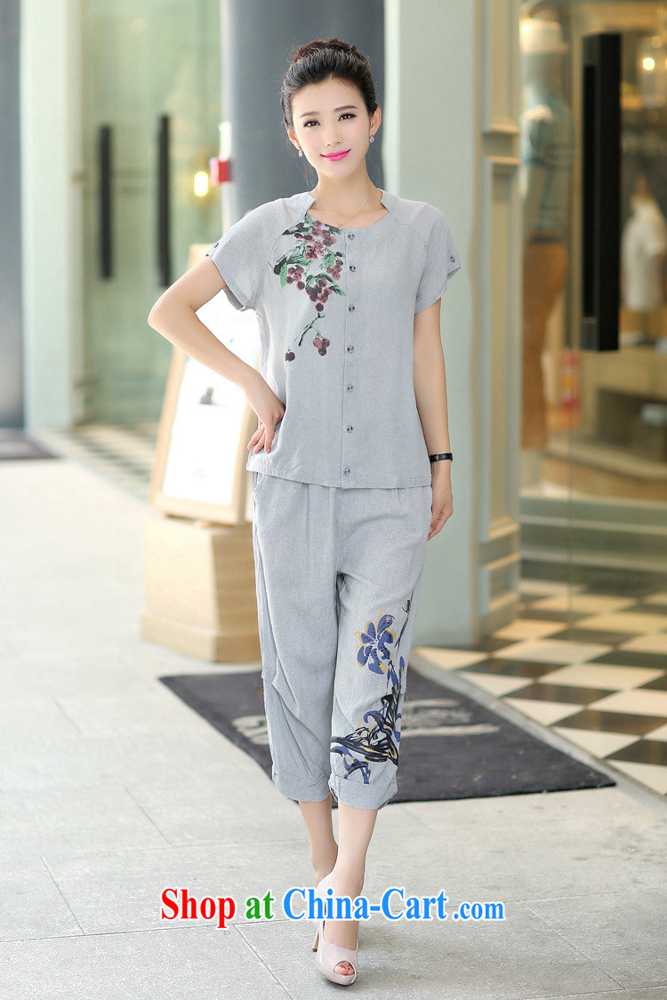 The Timorese Connie 2015 summer, older MOM load the code units the casual short-sleeved loose 7 pants two-piece M Gray XXXL pictures, price, brand platters! Elections are good character, the national distribution, so why buy now enjoy more preferential! Health