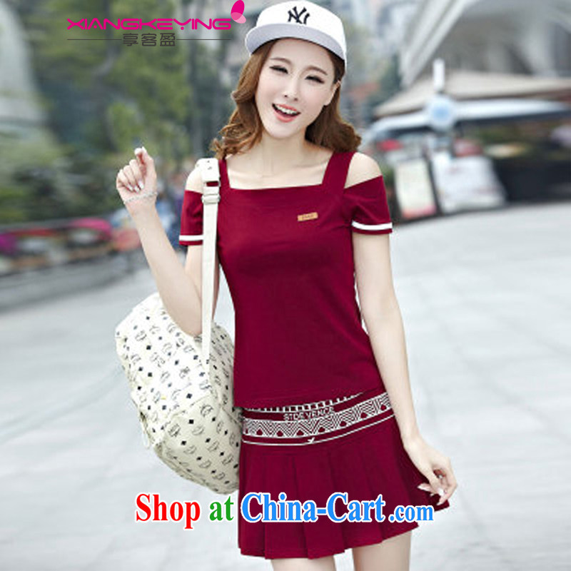Guests enjoy a surplus in summer 2015 new women with bare shoulders short-sleeved shirt T leisure suite 100 skirt hem tennis skirts beauty graphics thin skirts sportswear girls white L, guests enjoy a surplus (XIANG KE YING), online shopping