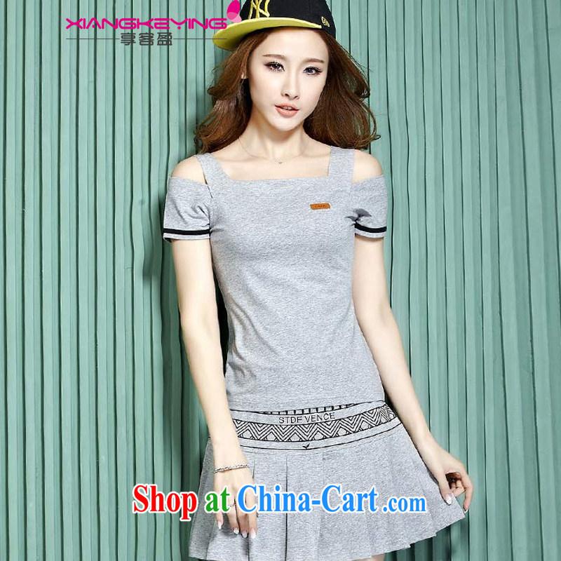 Guests enjoy a surplus in summer 2015 new women with bare shoulders short-sleeved shirt T leisure suite 100 skirt hem tennis skirts beauty graphics thin skirts sportswear girls white L, guests enjoy a surplus (XIANG KE YING), online shopping