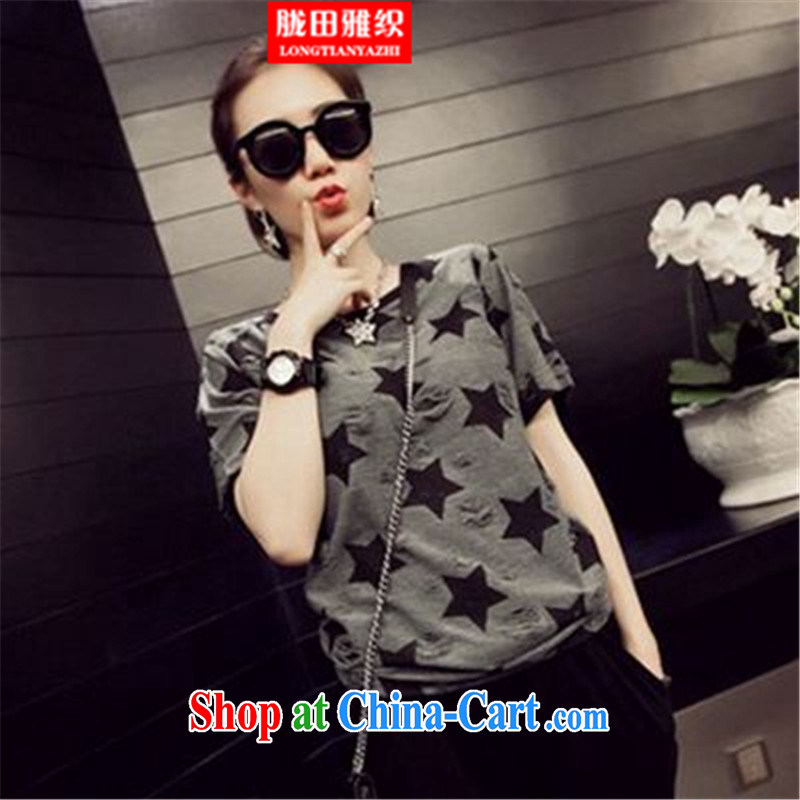 measures, the Organization is indeed increasing, female Korean video thin thick sister summer double linen T shirt dark gray large code XXXL, measures, the Organization, and on-line shopping