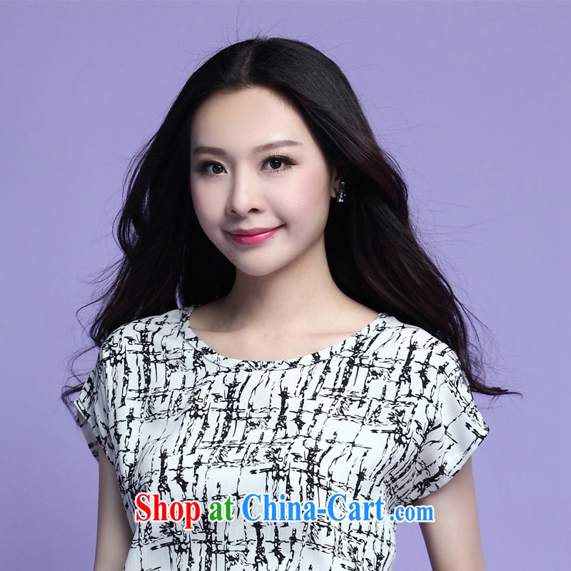 Loved 2015 summer new king, female loose thick mm short-sleeved dresses 3705 white 4XL, loved (Tanai), and, on-line shopping
