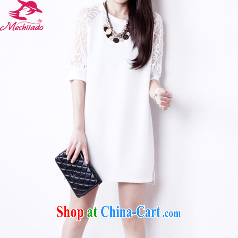 2015 Mechilado new summer Korean female large, thick MM lace bare shoulders in Loose Cuff snow woven dresses 8801 #white XXXL, Mechilado, shopping on the Internet