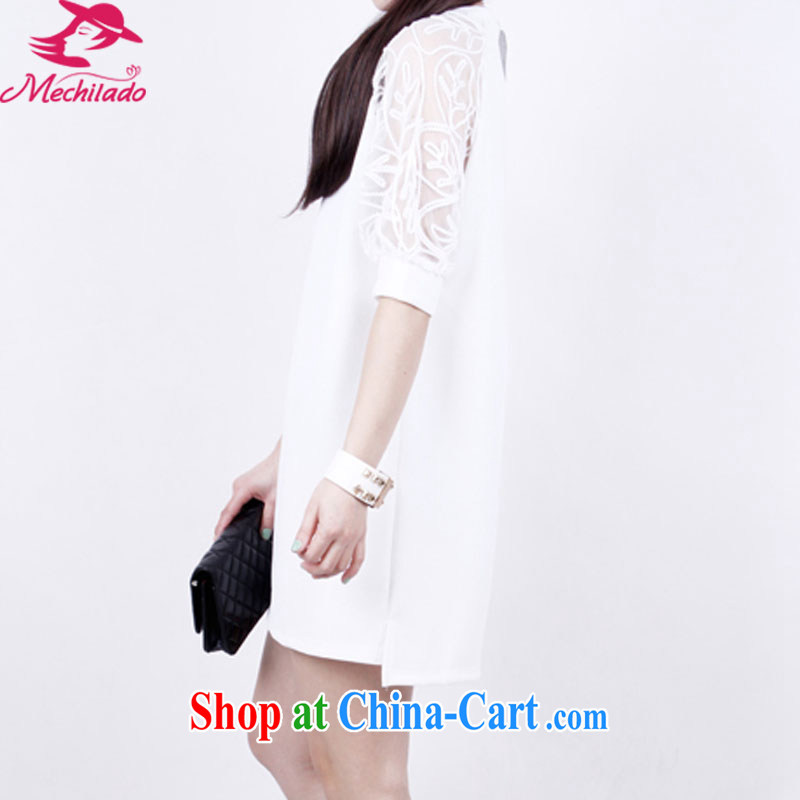 2015 Mechilado new summer Korean female large, thick MM lace bare shoulders in Loose Cuff snow woven dresses 8801 #white XXXL, Mechilado, shopping on the Internet