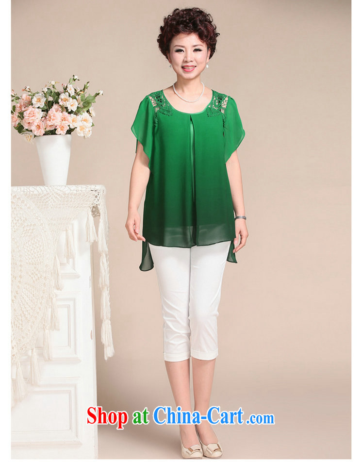 Ousmile summer 2015 new, old mother with solid color simple Openwork round-collar short-sleeve female T shirts snow woven shirts large code 639 green 4 XL pictures, price, brand platters! Elections are good character, the national distribution, so why buy now enjoy more preferential! Health